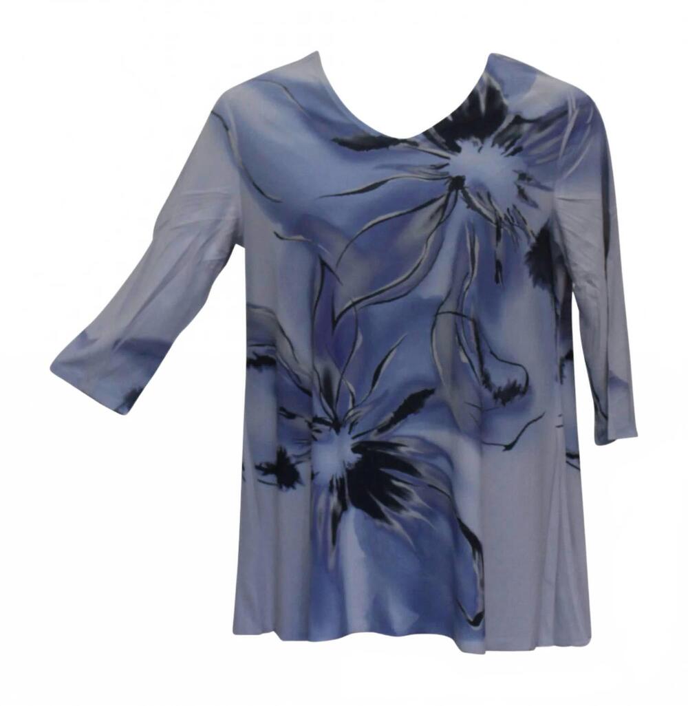 NEW SOLE DIONE STUDIO women's forget me not tunic top in grey multi